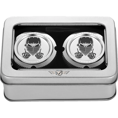 FIGURATI DESIGNS FRONT AXLE NUT COVERS WITH MASKED SKULL - DRIVEN Canada's Powersports FD29 - FAC - SS
