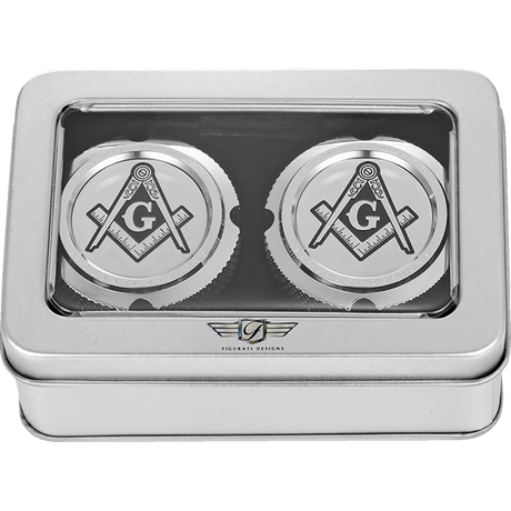 FIGURATI DESIGNS FRONT AXLE NUT COVERS WITH MASONIC EMBLEM - DRIVEN Canada's Powersports FD42 - FAC - SS
