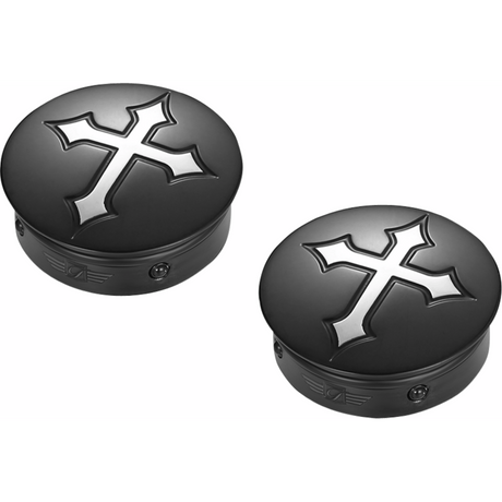 FIGURATI DESIGNS HARLEY - DAVIDSON CUSTOM SWING ARM COVERS CROSS - DRIVEN Canada's Powersports FD41 - CROSS - BLK