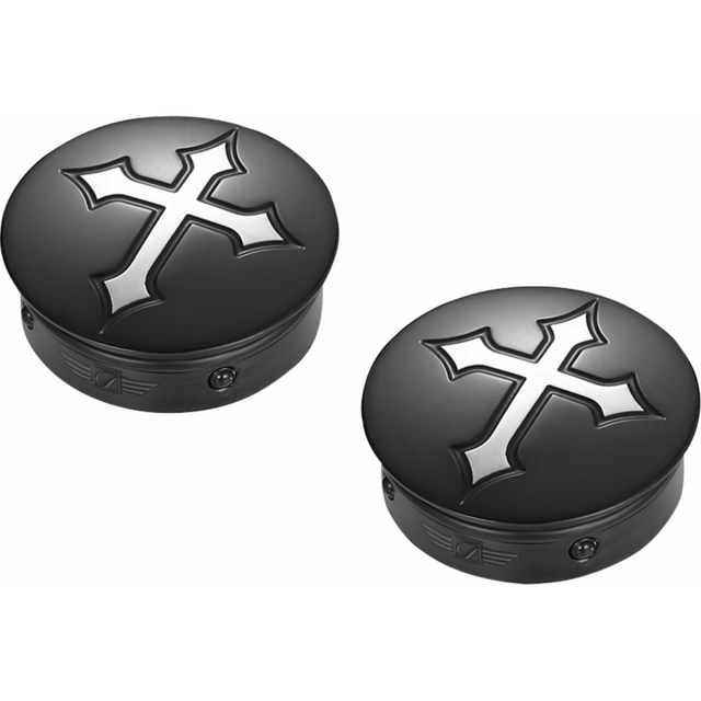 FIGURATI DESIGNS HARLEY - DAVIDSON CUSTOM SWING ARM COVERS CROSS - DRIVEN Canada's Powersports FD41 - CROSS - BLK