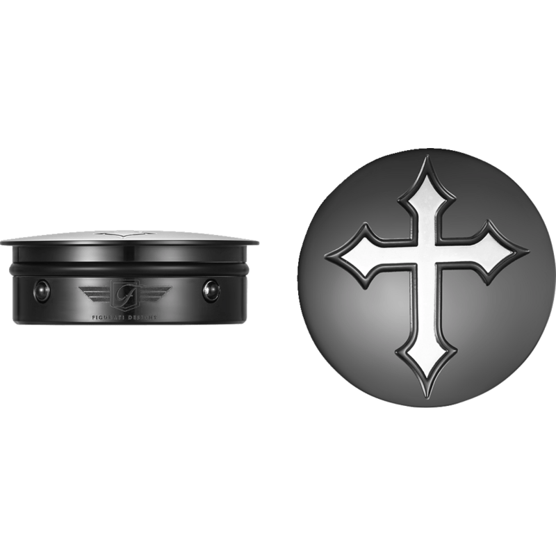 FIGURATI DESIGNS HARLEY - DAVIDSON CUSTOM SWING ARM COVERS CROSS - DRIVEN Canada's Powersports FD41 - CROSS - BLK