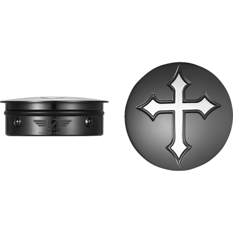 FIGURATI DESIGNS HARLEY - DAVIDSON CUSTOM SWING ARM COVERS CROSS - DRIVEN Canada's Powersports FD41 - CROSS - BLK