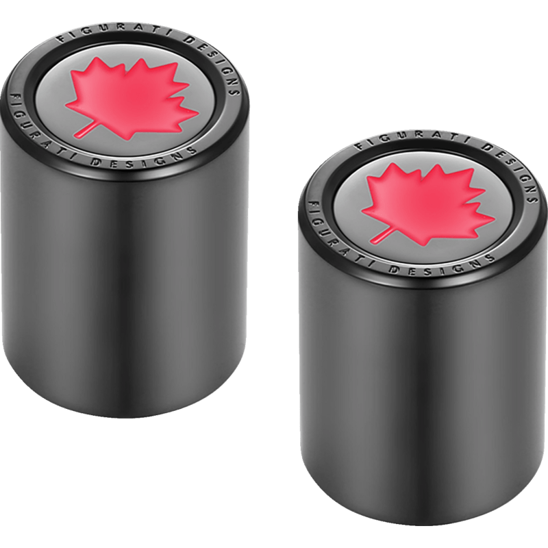 FIGURATI DESIGNS RED MAPLE LEAF DOCKING COVERS 27X32MM - DRIVEN Canada's Powersports FD03 - 27.2/32 - BK