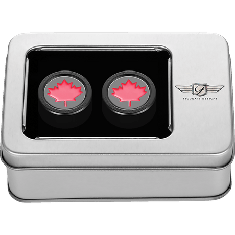 FIGURATI DESIGNS RED MAPLE LEAF DOCKING COVERS 27X32MM - DRIVEN Canada's Powersports FD03 - 27.2/32 - BK