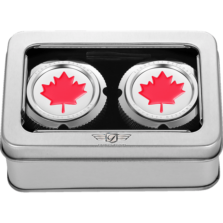 FIGURATI DESIGNS RED MAPLE LEAF FRONT AXLE NUT COVER - DRIVEN Canada's Powersports FD03 - FAC - SS