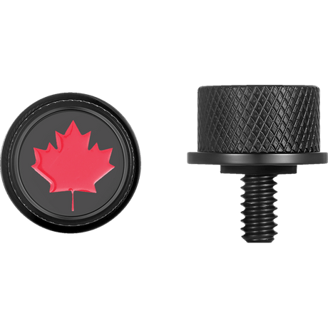 FIGURATI DESIGNS RED MAPLE LEAF SEAT SCREW - DRIVEN Canada's Powersports FD03 - SEAT_SCREW - BK