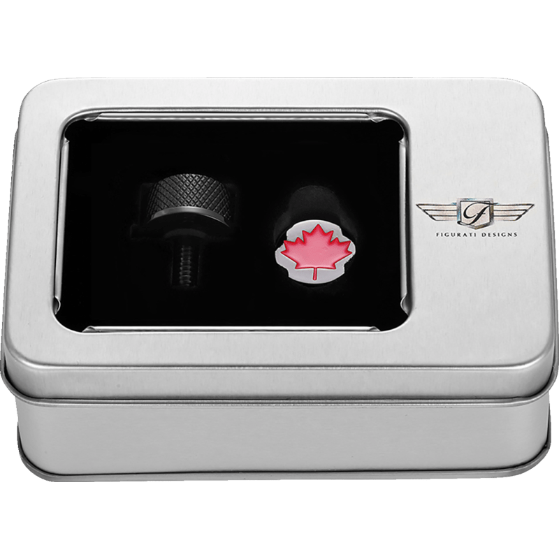 FIGURATI DESIGNS RED MAPLE LEAF SEAT SCREW - DRIVEN Canada's Powersports FD03 - SEAT_SCREW - BK