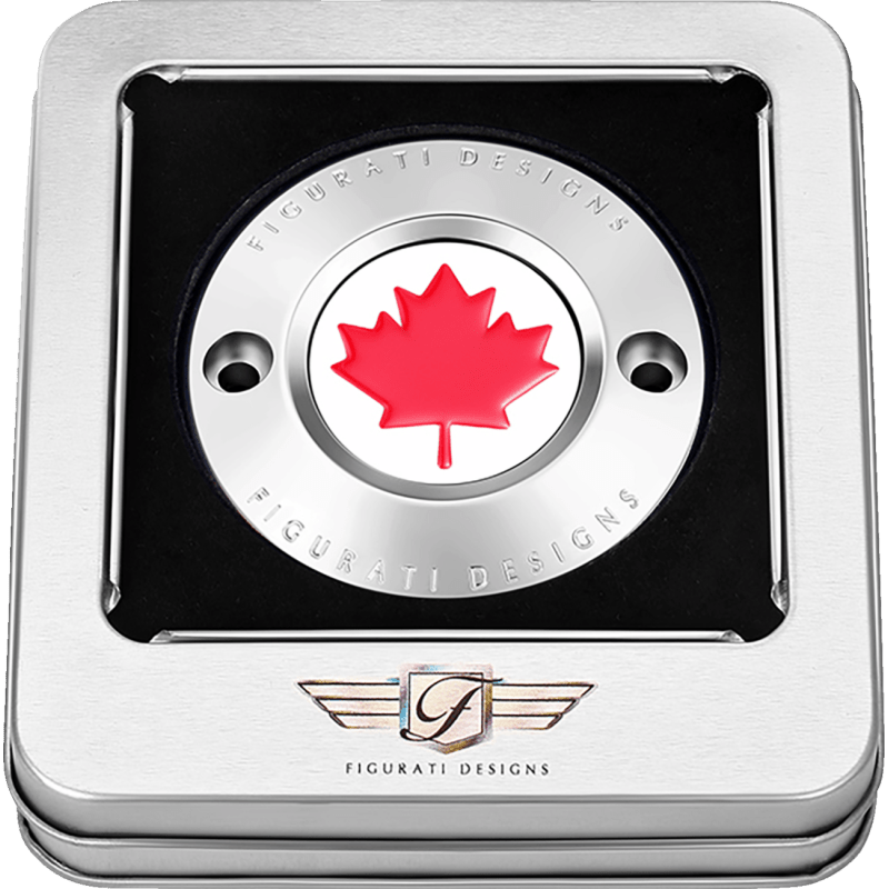 FIGURATI DESIGNS RED MAPLE LEAF TIMING COVER M8 - DRIVEN Canada's Powersports FD03 - TC - 2H - SS
