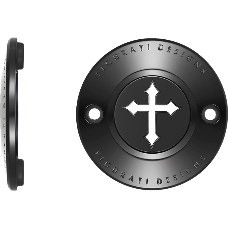 FIGURATI DESIGNS TIMING COVER WITH CROSS, 2 - HOLE - DRIVEN Canada's Powersports FD41 - TC - 2H - BLK