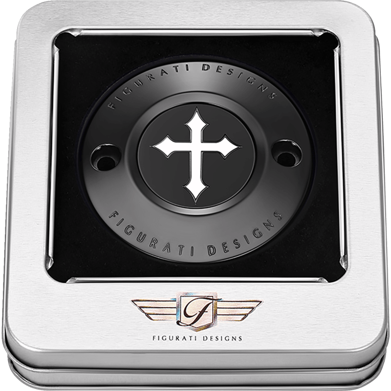FIGURATI DESIGNS TIMING COVER WITH CROSS, 2 - HOLE - DRIVEN Canada's Powersports FD41 - TC - 2H - BLK