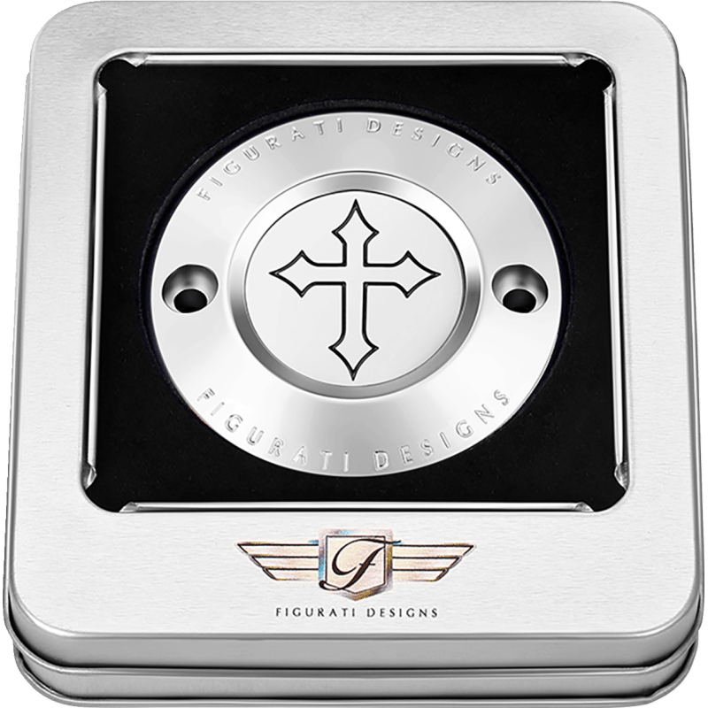 FIGURATI DESIGNS TIMING COVER WITH CROSS, 2 - HOLE - DRIVEN Canada's Powersports FD41 - TC - 2H - SS