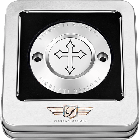 FIGURATI DESIGNS TIMING COVER WITH CROSS, 2 - HOLE - DRIVEN Canada's Powersports FD41 - TC - 2H - SS
