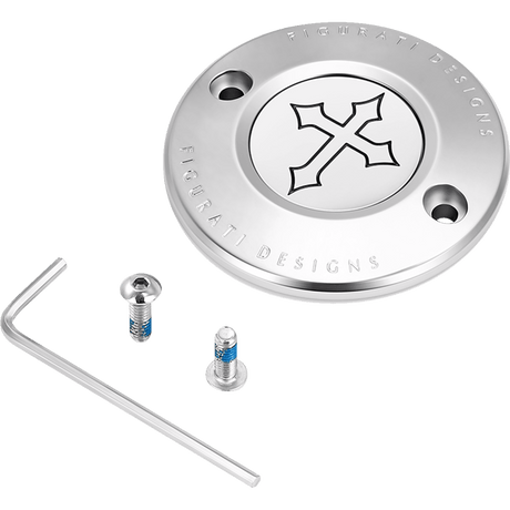 FIGURATI DESIGNS TIMING COVER WITH CROSS, 2 - HOLE - DRIVEN Canada's Powersports FD41 - TC - 2H - SS