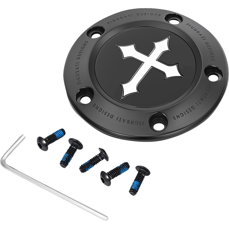 FIGURATI DESIGNS TIMING COVER WITH CROSS, 5 - HOLE - DRIVEN Canada's Powersports FD41 - TC - 5H - BLK