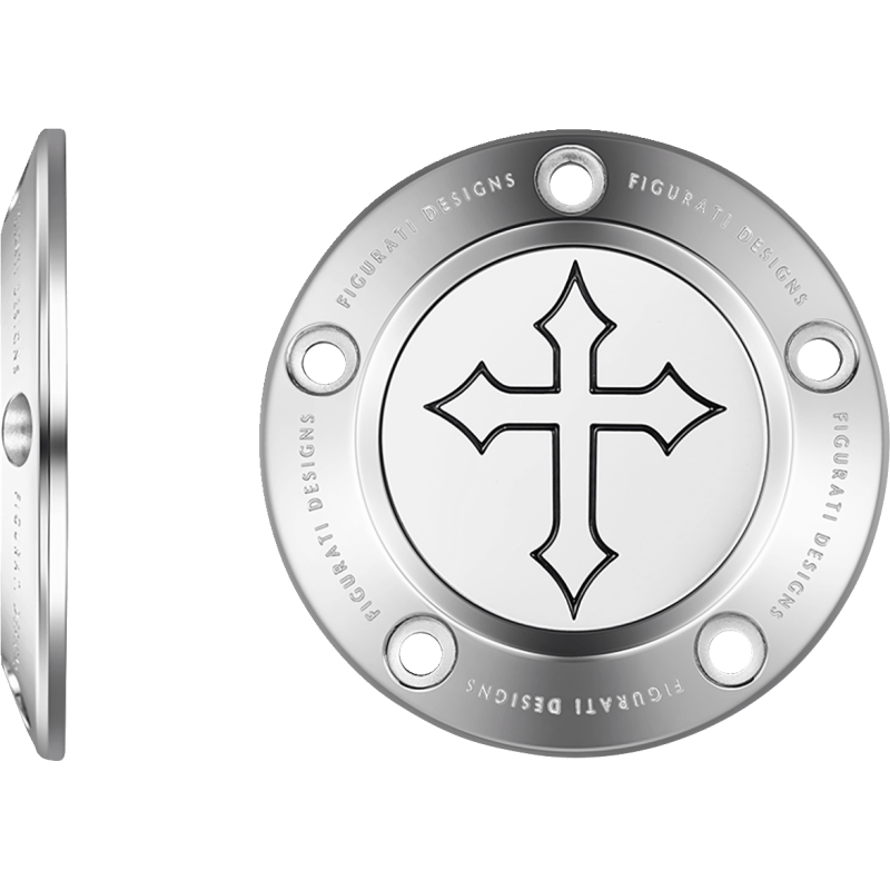 FIGURATI DESIGNS TIMING COVER WITH CROSS, 5 - HOLE - DRIVEN Canada's Powersports FD41 - TC - 5H - SS