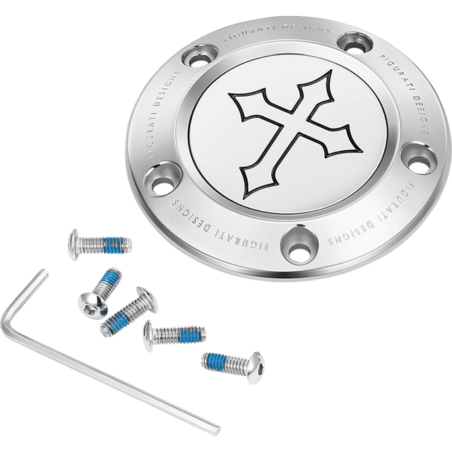 FIGURATI DESIGNS TIMING COVER WITH CROSS, 5 - HOLE - DRIVEN Canada's Powersports FD41 - TC - 5H - SS