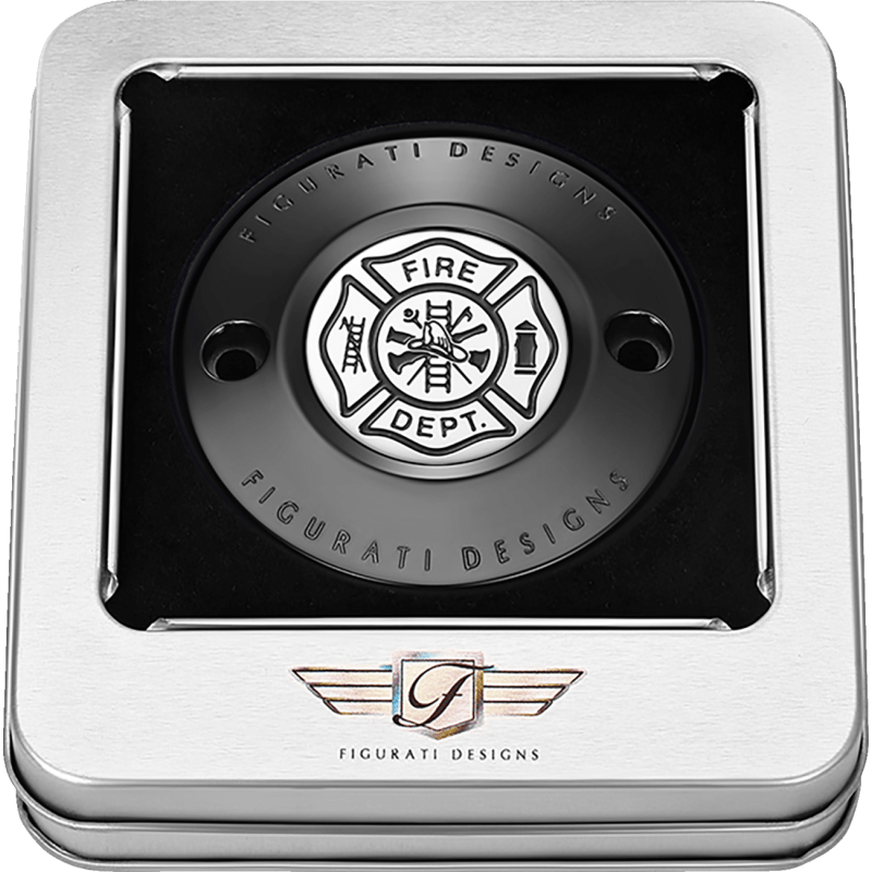 FIGURATI DESIGNS TIMING COVER WITH MALTESE CROSS - FIRE, 2 - HOLE - DRIVEN Canada's Powersports FD74 - TC - 2H - BLK
