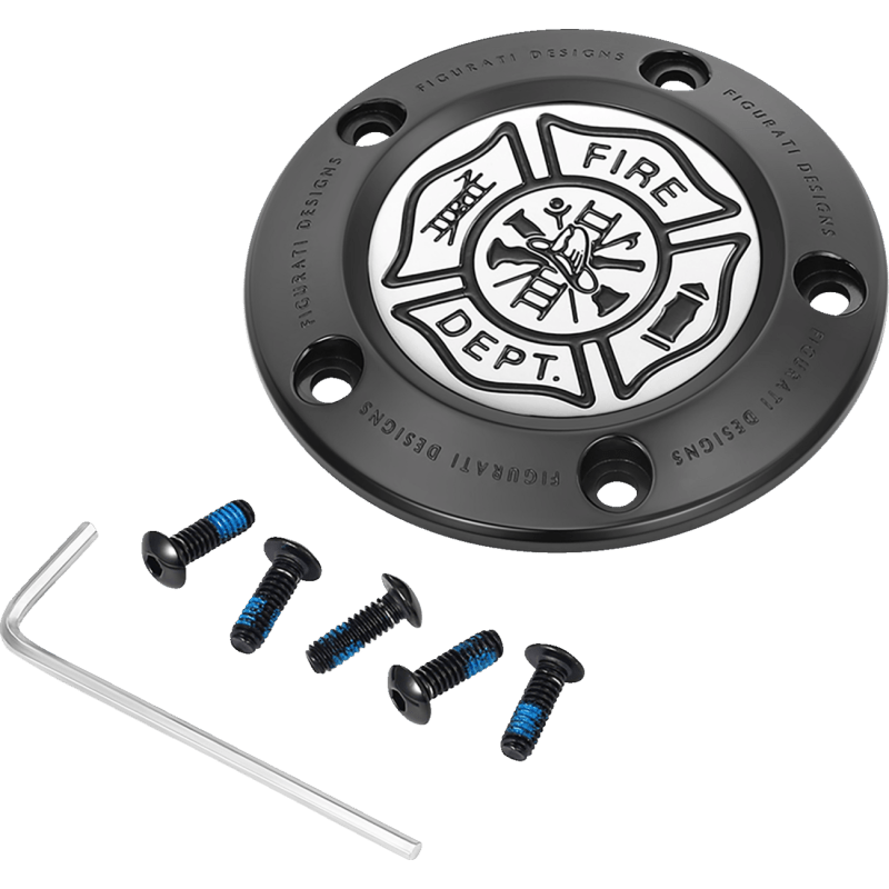 FIGURATI DESIGNS TIMING COVER WITH MALTESE CROSS - FIRE, 5 - HOLE - DRIVEN Canada's Powersports FD74 - TC - 5H - BLK