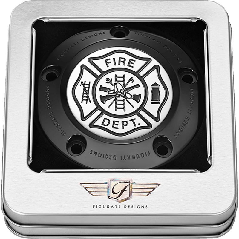FIGURATI DESIGNS TIMING COVER WITH MALTESE CROSS - FIRE, 5 - HOLE - DRIVEN Canada's Powersports FD74 - TC - 5H - BLK