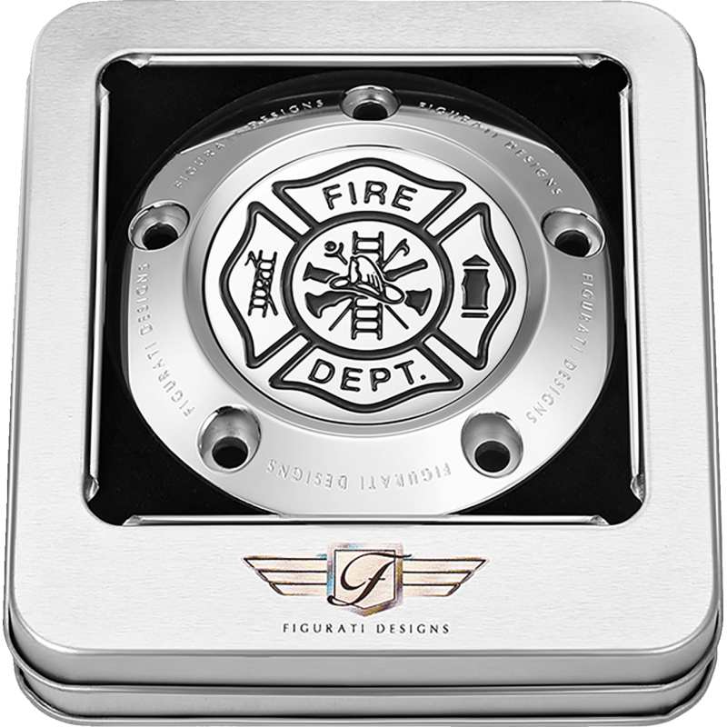 FIGURATI DESIGNS TIMING COVER WITH MALTESE CROSS - FIRE, 5 - HOLE - DRIVEN Canada's Powersports FD74 - TC - 5H - SS