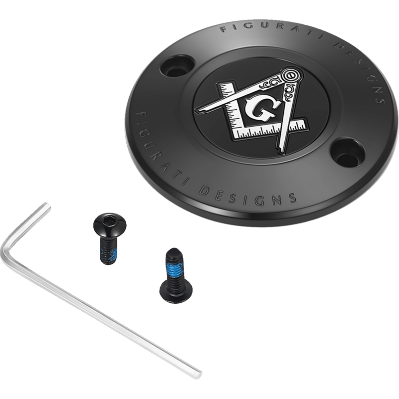 FIGURATI DESIGNS TIMING COVER WITH MASONIC EMBLEM, 2 - HOLE - DRIVEN Canada's Powersports FD42 - TC - 2H - BLK