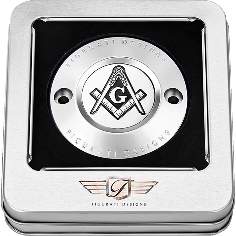 FIGURATI DESIGNS TIMING COVER WITH MASONIC EMBLEM, 2 - HOLE - DRIVEN Canada's Powersports FD42 - TC - 2H - SS