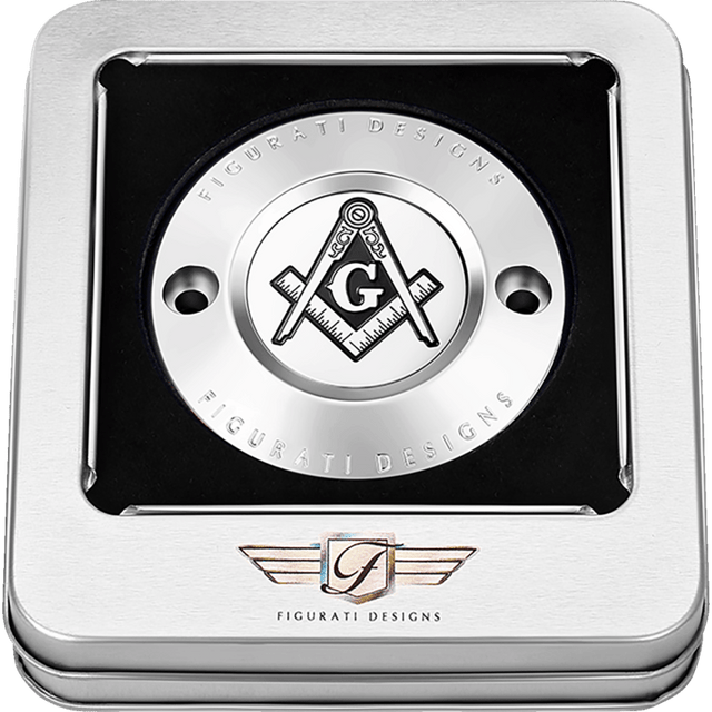 FIGURATI DESIGNS TIMING COVER WITH MASONIC EMBLEM, 2 - HOLE - DRIVEN Canada's Powersports FD42 - TC - 2H - SS