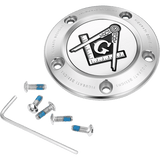FIGURATI DESIGNS TIMING COVER WITH MASONIC EMBLEM, 5 - HOLE - DRIVEN Canada's Powersports FD42 - TC - 5H - SS
