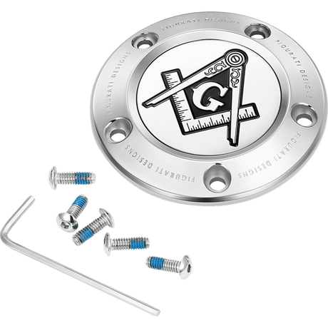 FIGURATI DESIGNS TIMING COVER WITH MASONIC EMBLEM, 5 - HOLE - DRIVEN Canada's Powersports FD42 - TC - 5H - SS
