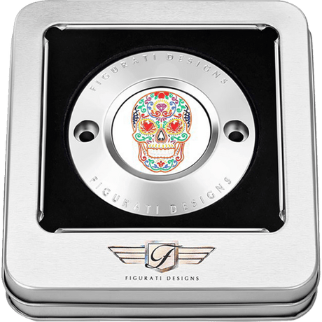 FIGURATI DESIGNS TIMING COVER WITH SUGAR SKULL - FIRE, 2 - HOLE - DRIVEN Canada's Powersports FD30 - TC - 2H - SS