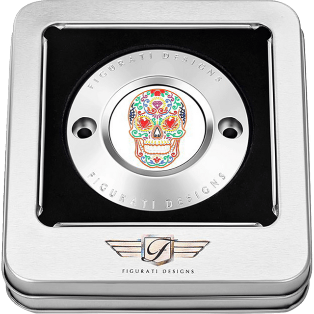 FIGURATI DESIGNS TIMING COVER WITH SUGAR SKULL - FIRE, 2 - HOLE - DRIVEN Canada's Powersports FD30 - TC - 2H - SS