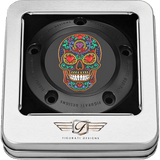 FIGURATI DESIGNS TIMING COVER WITH SUGAR SKULL - FIRE, 5 - HOLE - DRIVEN Canada's Powersports FD30 - TC - 5H - BLK