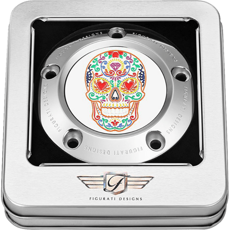 FIGURATI DESIGNS TIMING COVER WITH SUGAR SKULL - FIRE, 5 - HOLE - DRIVEN Canada's Powersports FD30 - TC - 5H - SS