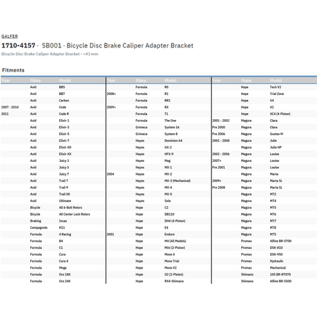 GALFER ADAPTER +43MM (SB001) - DRIVEN Canada's Powersports SB001