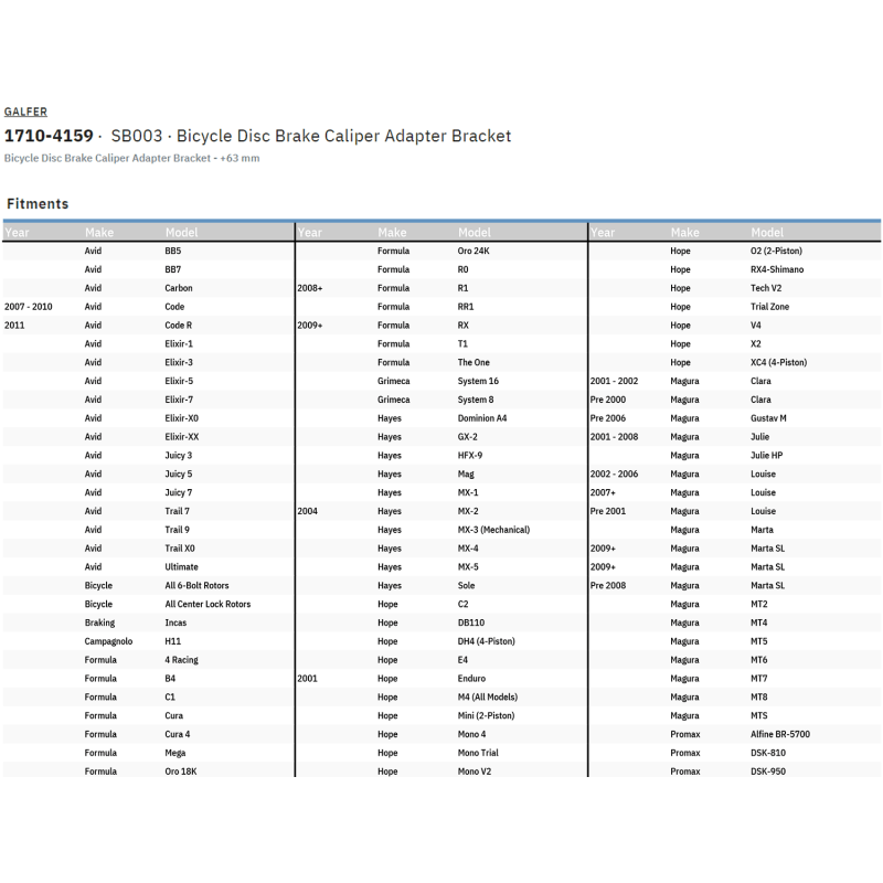GALFER ADAPTER +63MM (SB003) - DRIVEN Canada's Powersports SB003