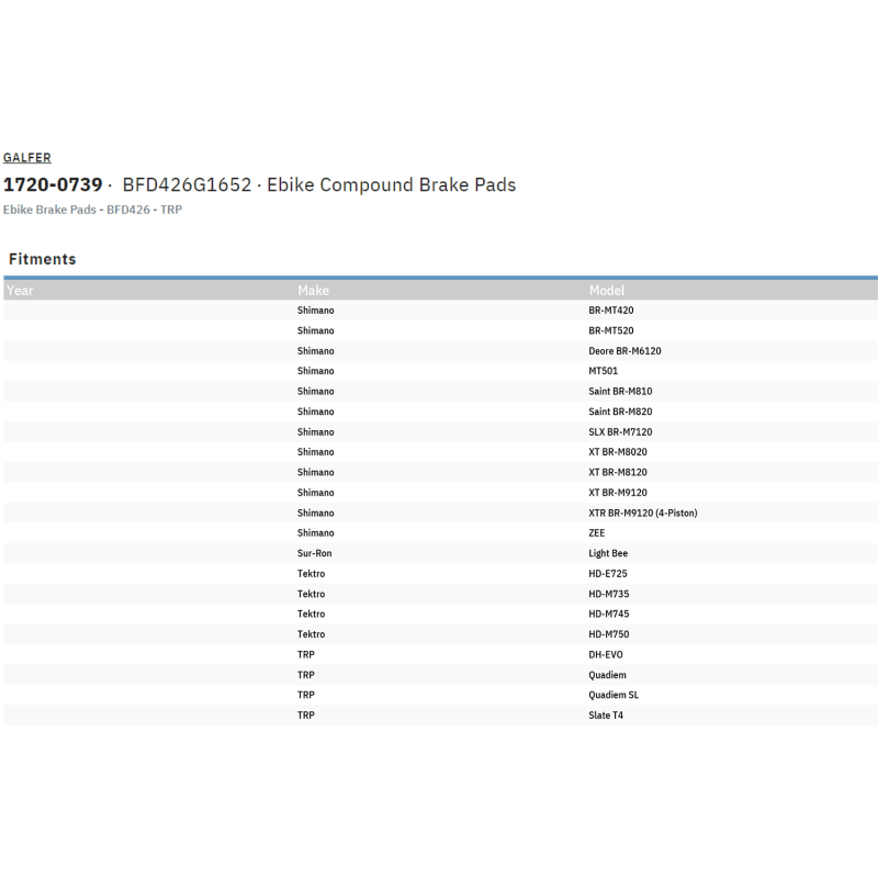 GALFER TRP E - BIKE PAD (BFD426G1652) - DRIVEN Canada's Powersports 8400170084565BFD426G1652