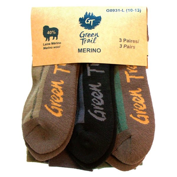 GREEN TRAIL SOCKS MERINO 3 PAIR M 6 - 9 QTY - DRIVEN Canada's Powersports 882834039209G0931 - 04 - M