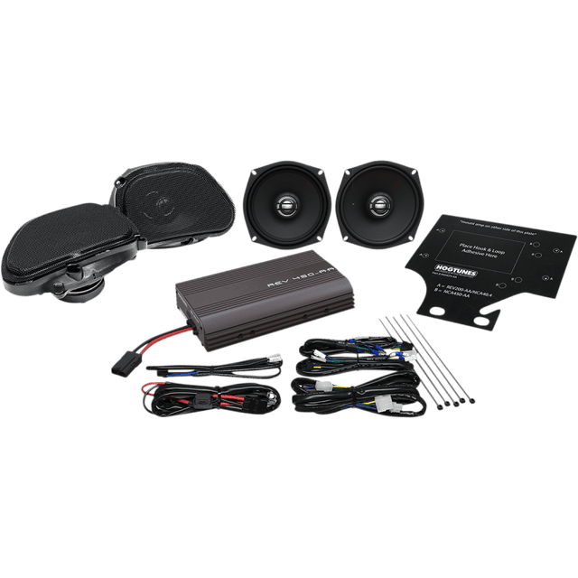 HOGTUNES FRONT/REAR SPEAKER/AMP KIT 11 - 13 ROAD GLIDE ULTRA (REV 450 RGU KIT - AA) - DRIVEN Canada's Powersports 4405 - 0710REV 450 RGU KIT - AA