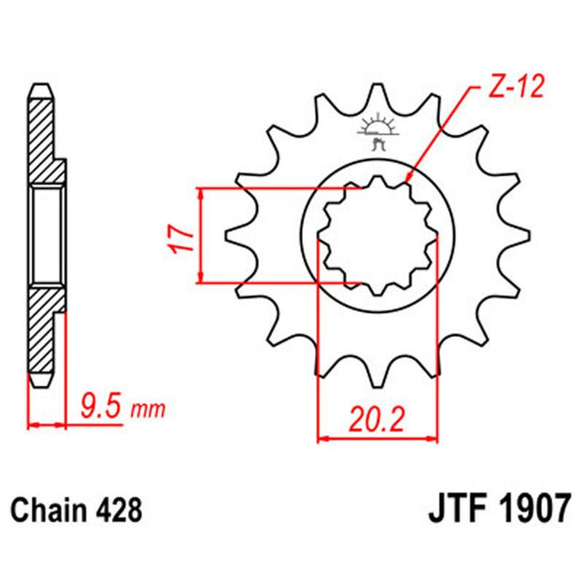 JT SPROCKETS SPROCKET FRONT 428 13T (JTF1907.13) - DRIVEN Canada's Powersports 824225206593JTF1907.13