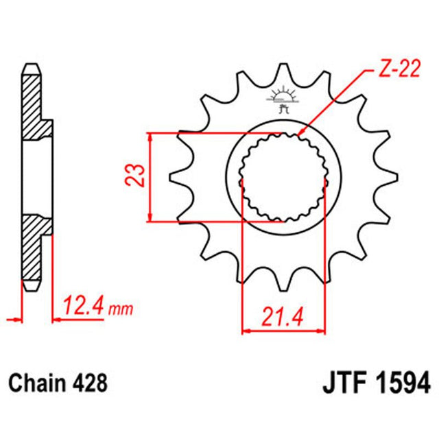 JT SPROCKETS SPROCKET FRONT 428 15T (JTF1594.15) - DRIVEN Canada's Powersports 824225207255JTF1594.15
