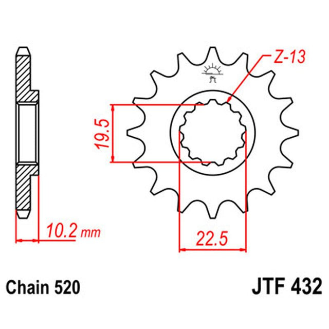 JT SPROCKETS SPROCKET FRONT 520 12T (JTF432.12) - DRIVEN Canada's Powersports 824225203578JTF432.12