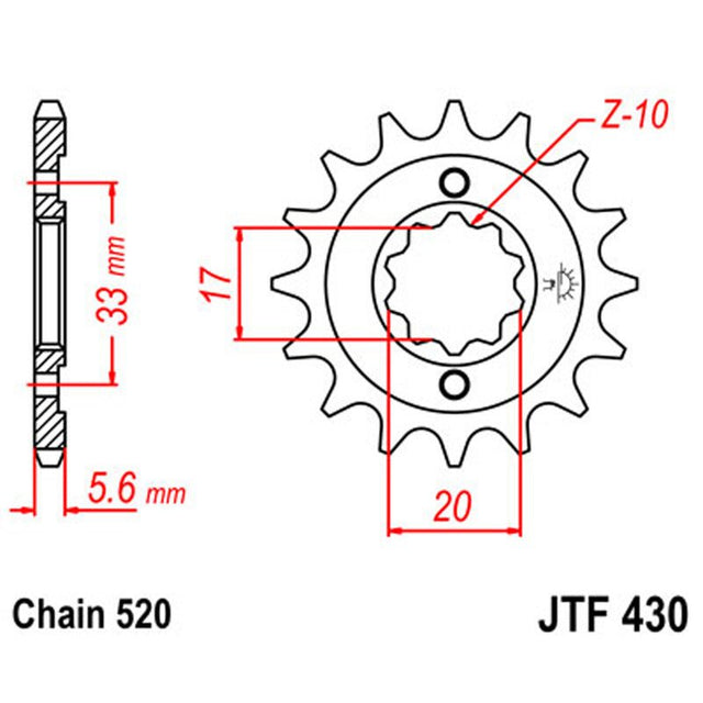 JT SPROCKETS SPROCKET FRONT 520 13T (JTF430.13) - DRIVEN Canada's Powersports 824225203486JTF430.13