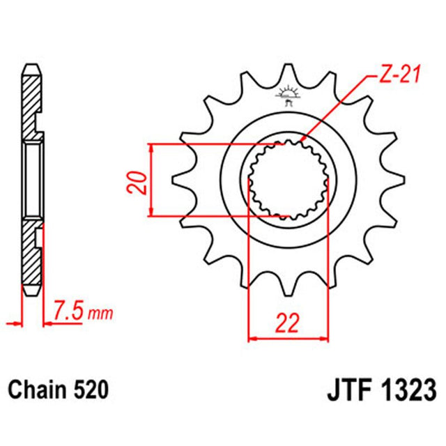JT SPROCKETS SPROCKET FRONT 520 14T (JTF1323.14SC) - DRIVEN Canada's Powersports 824225206944JTF1323.14SC