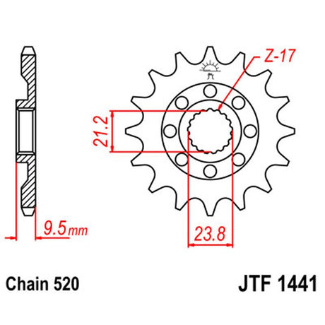 JT SPROCKETS SPROCKET FRONT 520 14T (JTF1441.14SC) - DRIVEN Canada's Powersports 824225206951JTF1441.14SC
