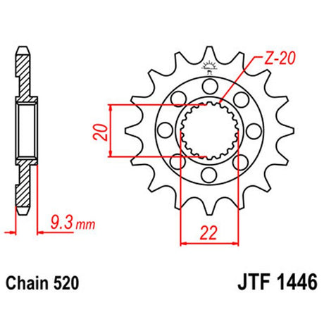 JT SPROCKETS SPROCKET FRONT 520 14T (JTF1446.14SC) - DRIVEN Canada's Powersports 824225206999JTF1446.14SC