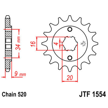 JT SPROCKETS SPROCKET FRONT 520 14T (JTF1554.14) - DRIVEN Canada's Powersports 824225200980JTF1554.14