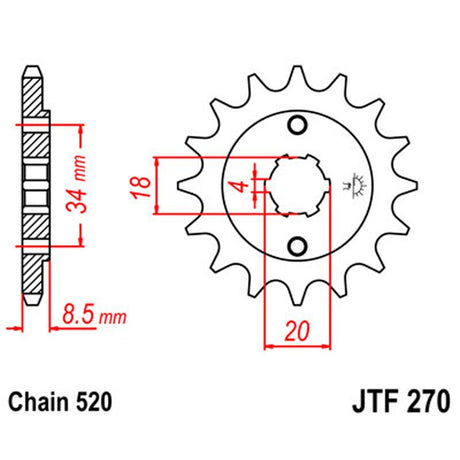 JT SPROCKETS SPROCKET FRONT 520 14T (JTF270.14) - DRIVEN Canada's Powersports 824225201710JTF270.14