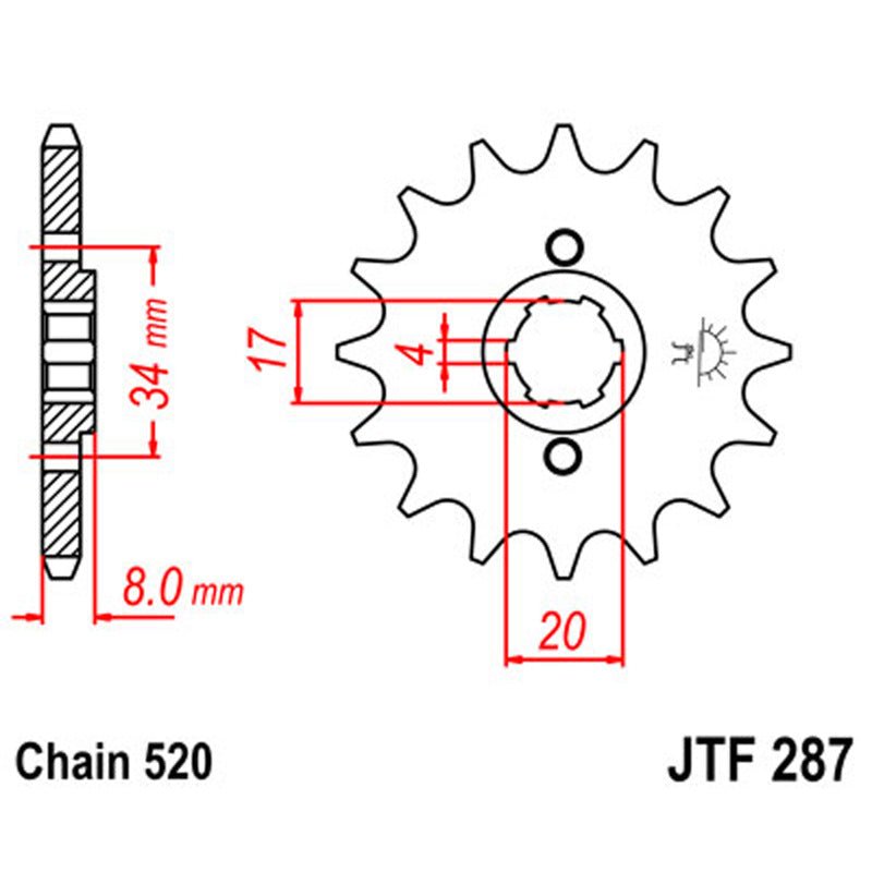 JT SPROCKETS SPROCKET FRONT 520 14T (JTF287.14) - DRIVEN Canada's Powersports 824225202045JTF287.14