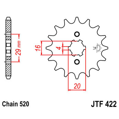JT SPROCKETS SPROCKET FRONT 520 14T (JTF422.14) - DRIVEN Canada's Powersports 824225203172JTF422.14