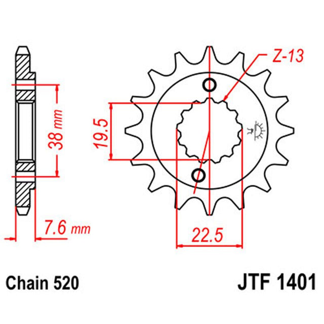 JT SPROCKETS SPROCKET FRONT 520 15T (JTF1401.15) - DRIVEN Canada's Powersports 824225205909JTF1401.15